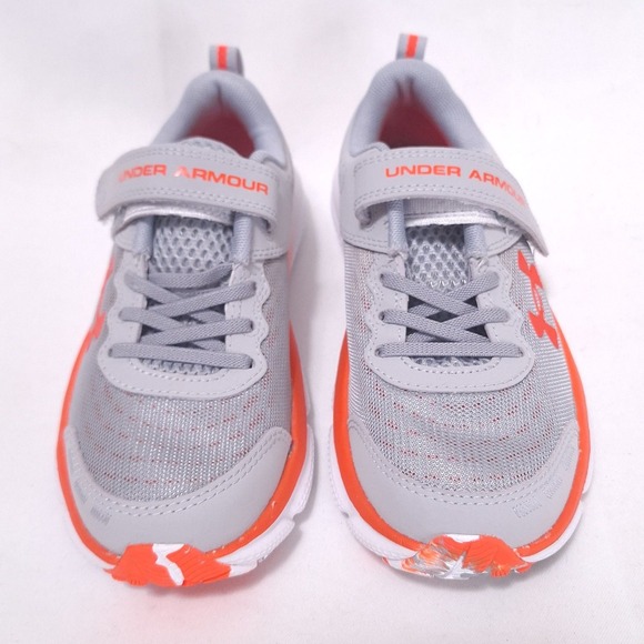 Under Armour Assert 10 AC Kids Running Shoes Sz 1.5Y Gray Orange Sneakers Strap - Picture 5 of 10